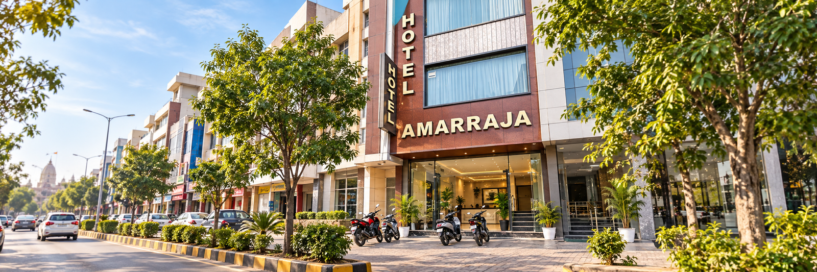 Hotel Amar Raja building facade and exterior view on the main road in Kurukshetra